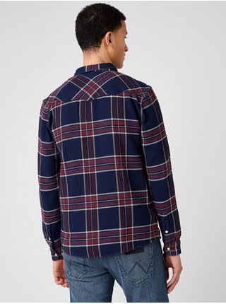 Červeno-modrá pánska kockovaná košeľa Wrangler LS Western Shirt