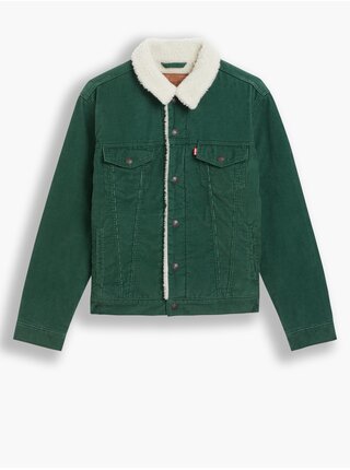 Zelená pánská manšestrová bunda s kožíškem Levi's® Sherpa Trucker