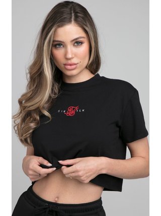 Černé dámské crop top tričko SikSilk