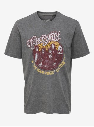 Šedé tričko ONLY & SONS Aerosmith