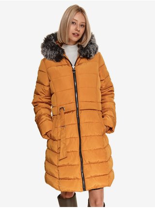 Hořčicový prošívaný zimní kabát TOP SECRET