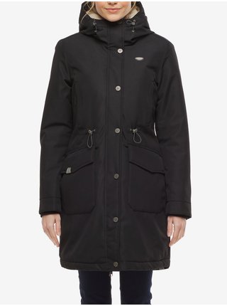 Černá dámská prodloužená zimní bunda s kapucí Ragwear Reloved Remake