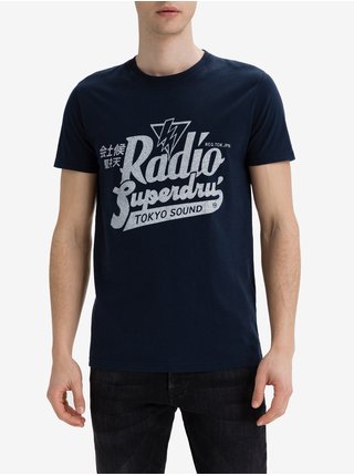 Tmavě modré pánské tričko s potiskem Superdry Music 