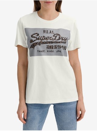 Bílé dámské tričko s potiskem Superdry 