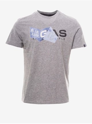 Šedé pánské žíhané triko s potiskem GAS Jens