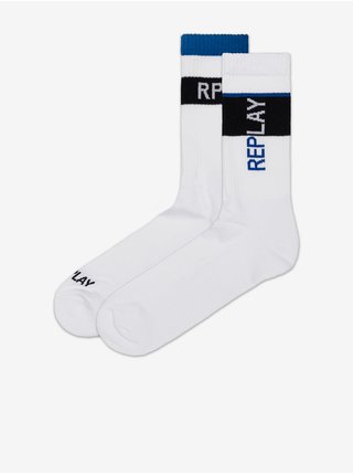 Sada dvou párů bílých  ponožek Replay