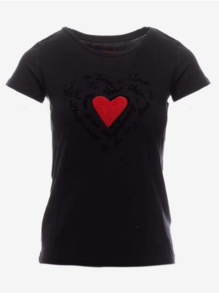 Černé dámské tričko s výšivkou GAS Hanika Heart Written