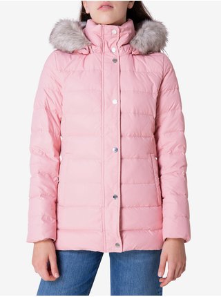 Ružová dámska bunda s kapucňou Tommy Hilfiger