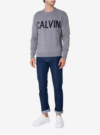 Světle šedá pánská mikina Calvin Klein Jeans