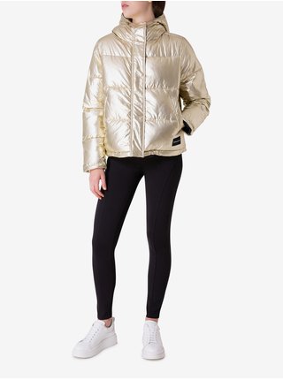 Dámska bunda v zlatej farbe s kapucňou Calvin Klein Jeans