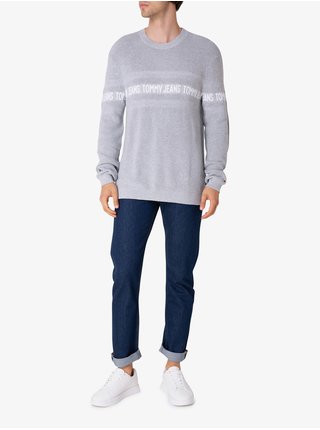 Svetlošedý pánsky sveter s nápisom Tommy Jeans