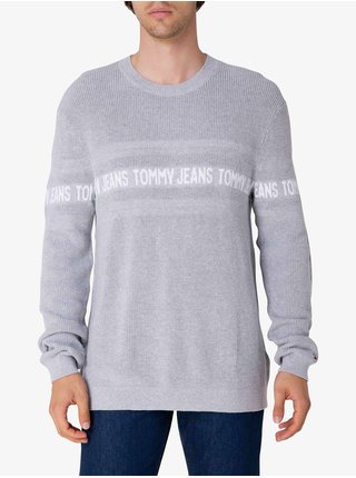 Svetlošedý pánsky sveter s nápisom Tommy Jeans