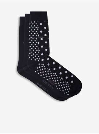 Sada tří pánských ponožek v černé barvě Diesel Skm-Robin
