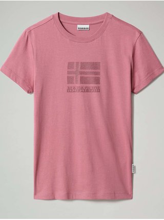 Růžové dámské tričko s potiskem Napapijri