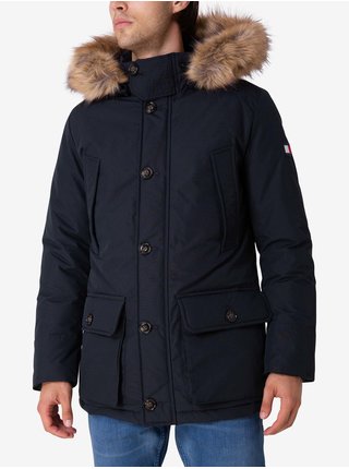 Černá pánská zimní bunda s umělým kožíškem Tommy Hilfiger Bas 