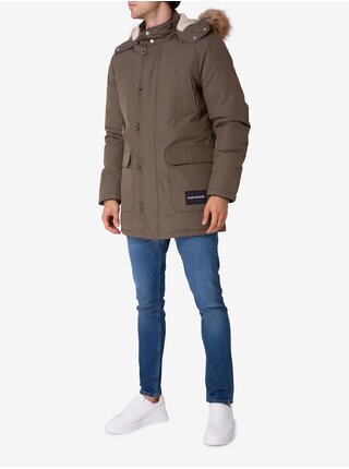 Hnědá pánská zimní bunda Calvin Klein Jeans