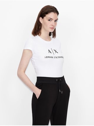 Bílé dámské tričko s potiskem Armani Exchange