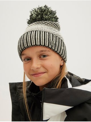 Černo-bílá holčičí žebrovaná zimní čepice s bambulí O'Neill Chunky Beanie