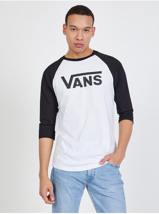 Čierno-biele pánske tričko s 3/4 rukávmi a potlačou VANS Classic