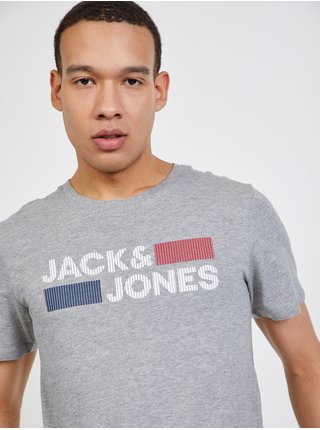 Tričká s krátkym rukávom pre mužov Jack & Jones - svetlosivá