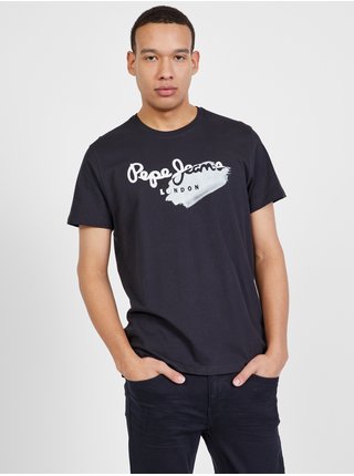 Černé pánské tričko s potiskem Pepe Jeans Terry