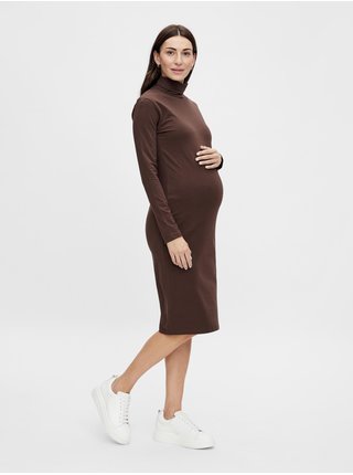 Hnedé tehotenské šaty s rolákom Mama.licious Sia