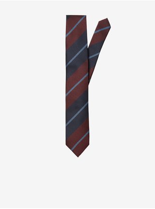 Vínovo-modrá pánská pruhovaná kravata Selected Homme Aaron