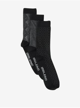 Sada tří párů ponožek v černé a šedé barvě Blend