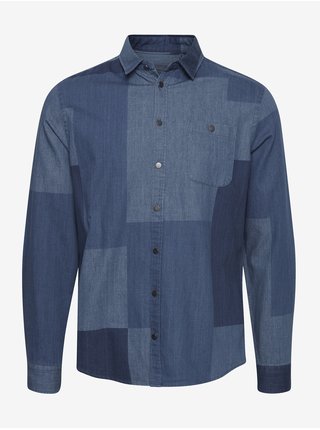 Modrá rifľová kockovaná košeľa Blend