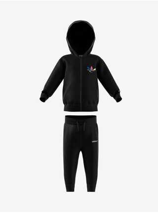 Černá holčičí tepláková souprava s potiskem adidas Originals Hoodie Set FZ