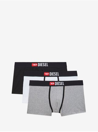 Sada tří pánských boxerek v šedé, bílé a černé barvě Diesel