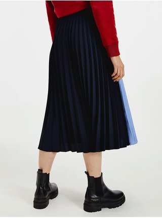Tmavomodrá plisovaná midi sukňa Tommy Hilfiger