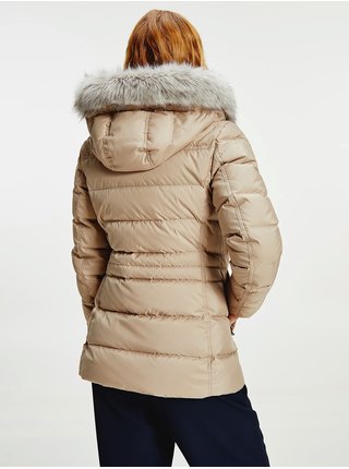 Béžová dámska páperová zimná bunda Tommy Hilfiger