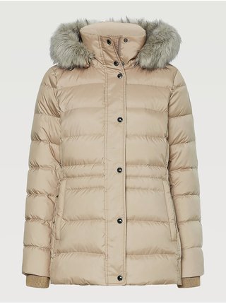 Béžová dámská péřová zimní bunda Tommy Hilfiger