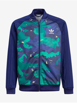 Zeleno-modrá holčičí vzorovaná bunda adidas Originals SST Top