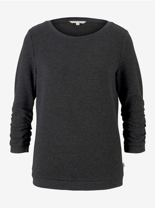 Tmavošedý dámsky rebrovaný sveter s 3/4 rukávom Tom Tailor Denim