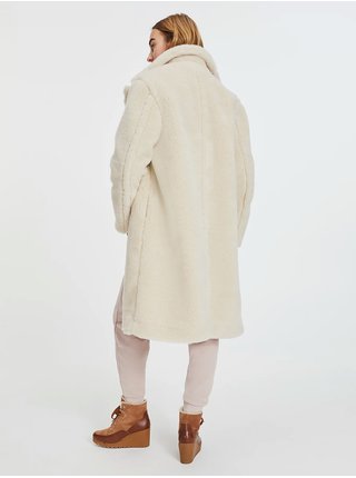 Krémový dámský zimní kabát z umělého kožíšku Tommy Hilfiger