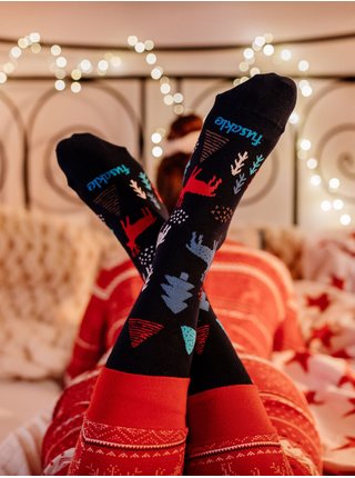 Tmavě modré dámské ponožky s vánočním motivem Fusakle Sviatocny les 