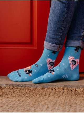 Modré dámské vzorované ponožky Fusakle veveryska 