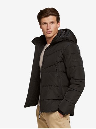 Černá pánská prošívaná zimní bunda s kapucí Tom Tailor Denim