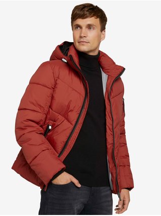 Červená pánská prošívaná zimní bunda s kapucí Tom Tailor