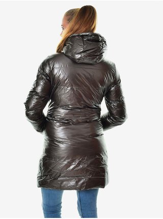 Šedý metalický dámský zimní kabát Devergo 