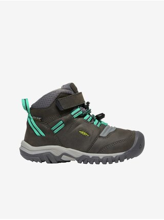 Tmavě šedé klučičí kožené outdoorové boty Keen