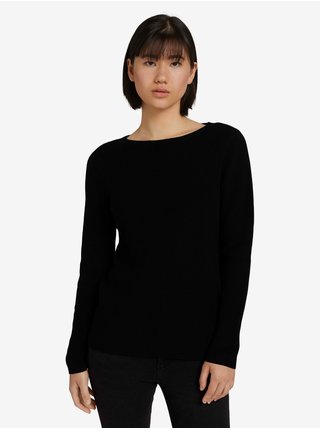 Čierny dámsky rebrovaný sveter Tom Tailor