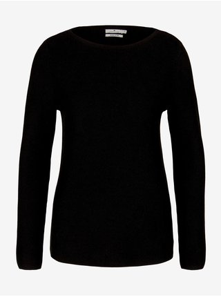 Čierny dámsky rebrovaný sveter Tom Tailor