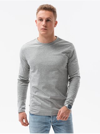 Pánská tričko s dlouhým rukávem bez potisku L138 - žíhaná šedá