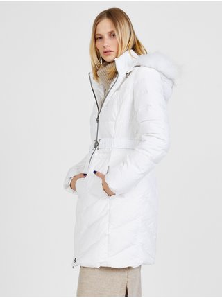 Bílý dámský péřový kabát Guess