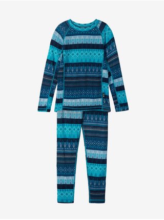 Modrý detský vzorovaný funkčný set trička a nohavíc s prímesou vlny Reima Taitoa