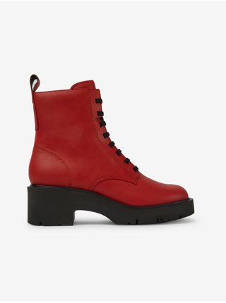 Červené dámské kotníkové kožené boty Camper Milah