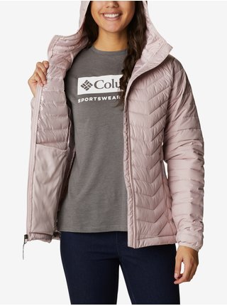 Svetloružová dámska prešívaná ľahká zimná bunda s kapucou Columbia Powder Lite